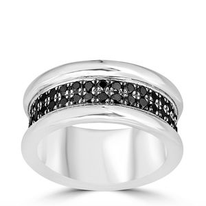 Versani Tube Framed Black Diamond Ring